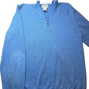 L.L. Bean Wicked Soft Cotton Cashmere Quarter Zip Men's S Light Blue